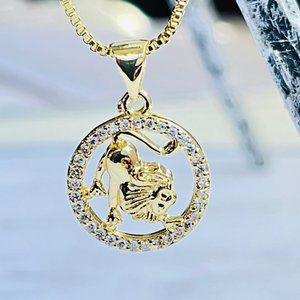 Gold Plated LEO Sing Zodiac Horoscope Pendant Necklace‎